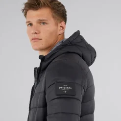 Herre Puff jakke med rynker Sort