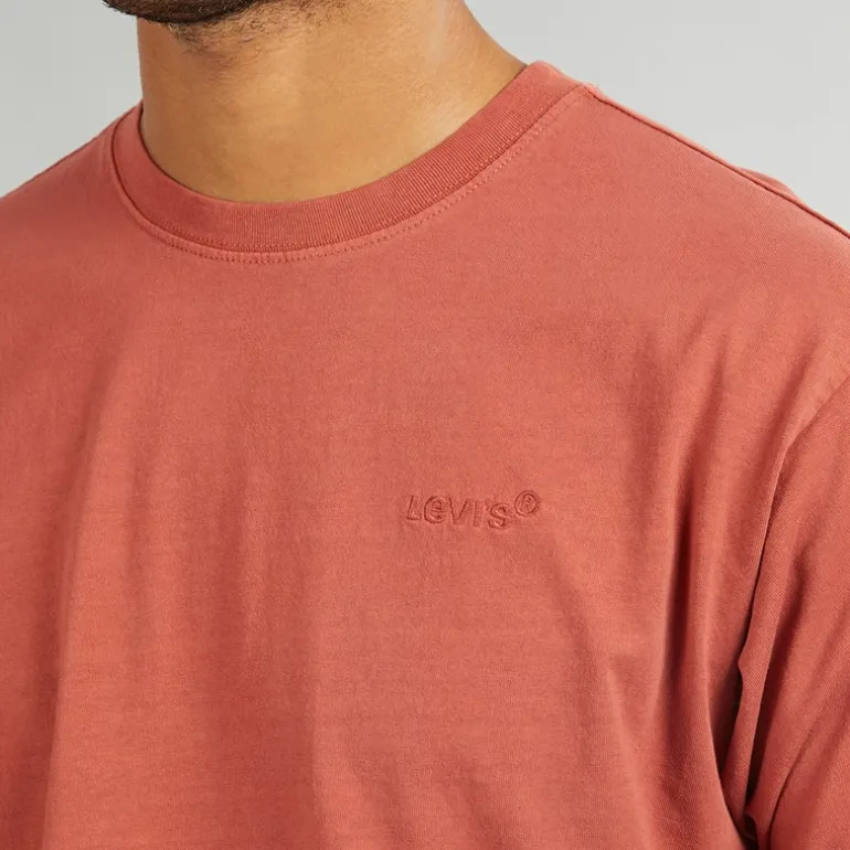 Herre Rød Tab Vintage T Shirt Garment Farvet Rød Maling