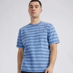 Herre Rød Tab Vintage T-shirt Bardo Stribet Bleget Denim