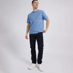 Herre Rød Tab Vintage T-shirt Bardo Stribet Bleget Denim