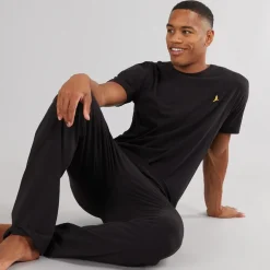 Herre Robbert T-shirt Og Lounge Bukser Sæt Sort