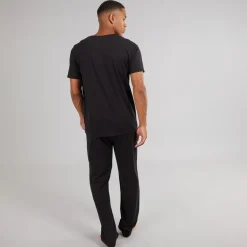 Herre Robbert T-shirt Og Lounge Bukser Sæt Sort