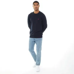 Herre Rundhals Ellison Striktrøje Mørk Safir