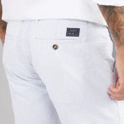 Herre Seersucker Stribede Shorts Lyseblå