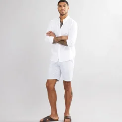 Herre Seersucker Stribede Shorts Lyseblå