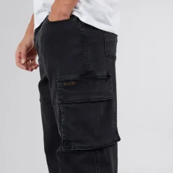 Herre Serian Cargo Jeans Vasket Sort