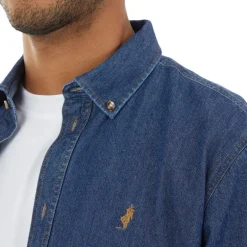 Herre Skjorte med Knapper Denim