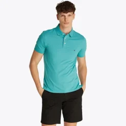 Herre Slim Polo Hazy Teal