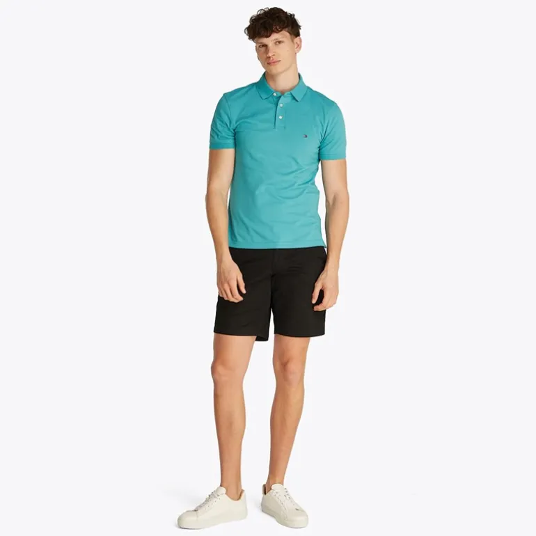 Herre Slim Polo Hazy Teal