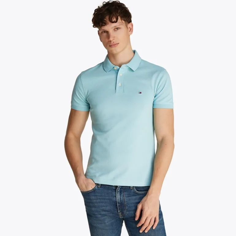 Herre Slim Polo Tradewinds Aqua