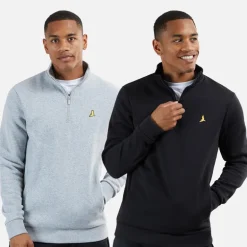 Herre Stilgar To Pakke 1/​4 Lynlås Sweatshirts Sort/​Grå