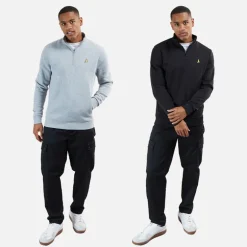 Herre Stilgar To Pakke 1/​4 Lynlås Sweatshirts Sort/​Grå