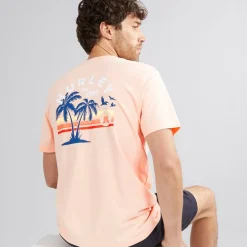 Herre Stribet Sunrise Grafik T-Shirt Pink