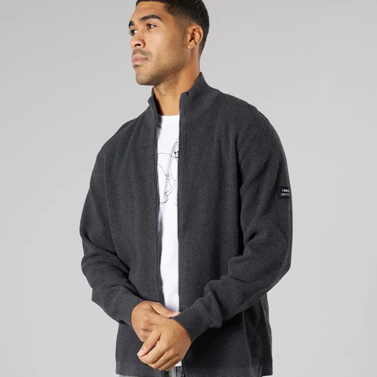 Herre Strik Cardigan Mørk Grå Marl Dar Grey M