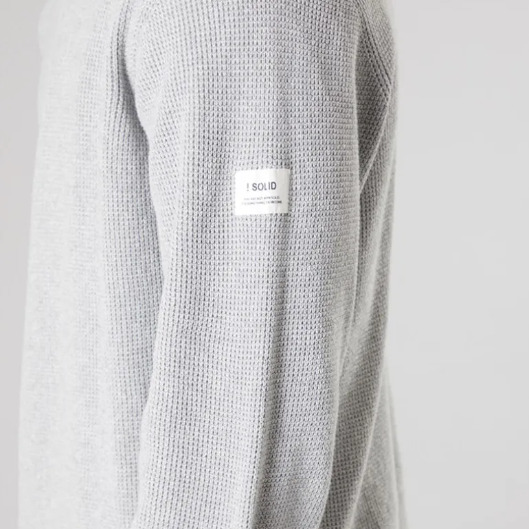Herre strik pullover sweater Light Grey Melange