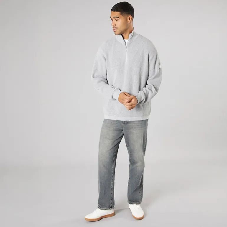 Herre strik pullover sweater Light Grey Melange