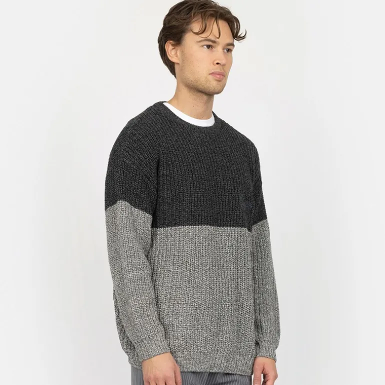 Herre Strikket Colorblock Sweatshirt 642 Dark Shadow