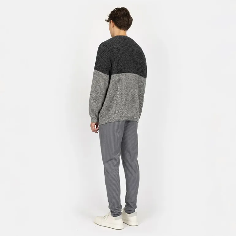 Herre Strikket Colorblock Sweatshirt 642 Dark Shadow