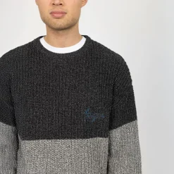 Herre Strikket Colorblock Sweatshirt 642 Dark Shadow