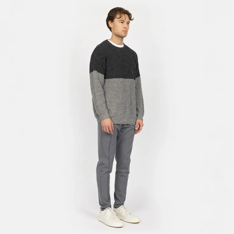 Herre Strikket Colorblock Sweatshirt 642 Dark Shadow
