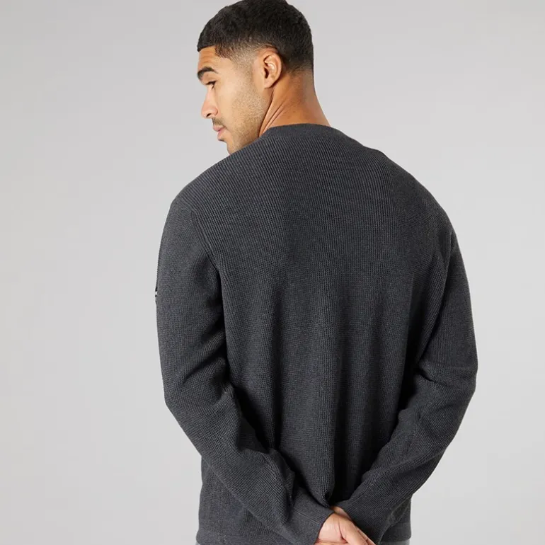 Herre striktrøje mørkegrå melange Dar Grey M