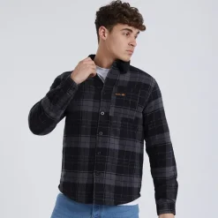 Herre Tavarell Langærmet Vatteret Skjorte Sort/Mørkegrå/Rød/Blå Ternet