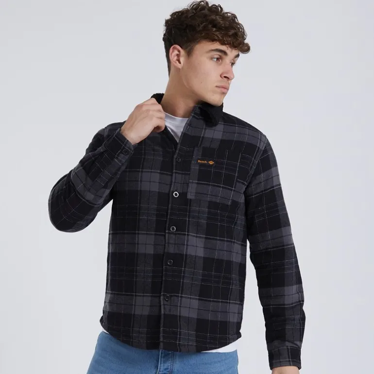 Herre Tavarell Langærmet Vatteret Skjorte Sort/Mørkegrå/Rød/Blå Ternet