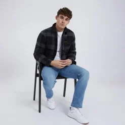 Herre Tavarell Langærmet Vatteret Skjorte Sort/Mørkegrå/Rød/Blå Ternet