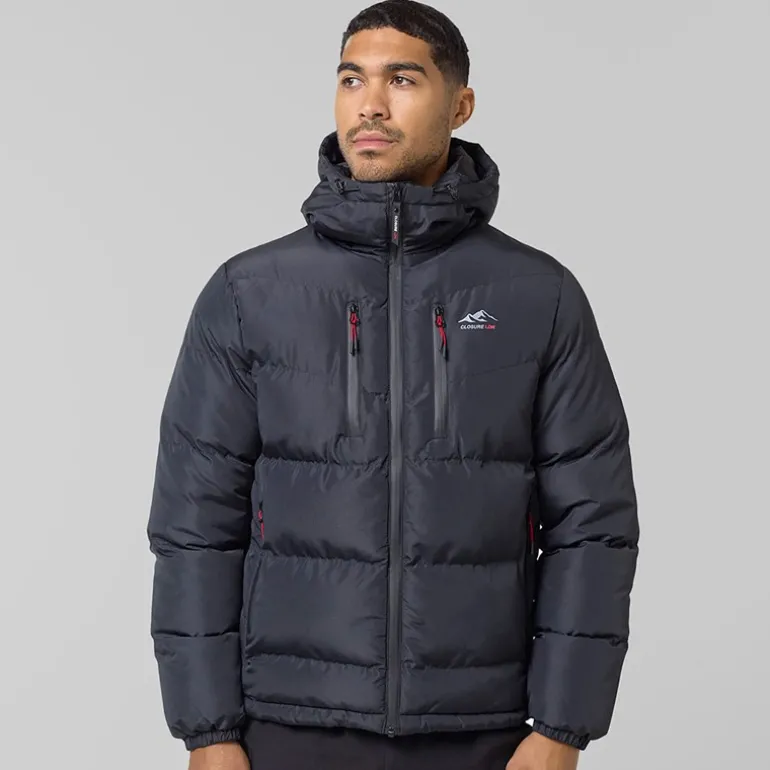 Herre Tech Logo Puffer Jakke Sort