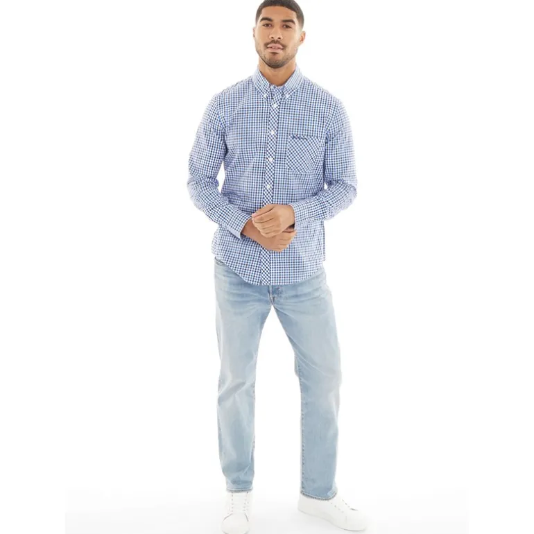 Herre Three Gingham Langærmet shirts Blå