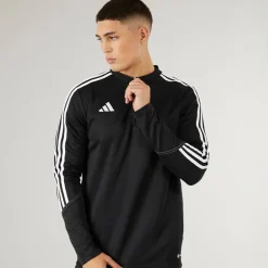 Herre Tiro 23 Club 1/​4 lynlås træningstop sort/​hvid