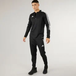 Herre Tiro 23 Club 1/​4 lynlås træningstop sort/​hvid