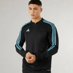 Herre Tiro 23 Club 1/​4 Zip Træningstop Sort/​Preloved Blå