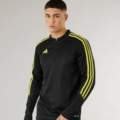 Herre Tiro 23 Klub 1/​4 lynlås træningsbluse sort/​kraftig gul