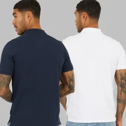 Herre to pak poloer mørkeblå/​hvid