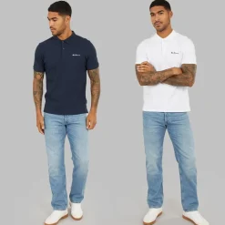 Herre to pak poloer mørkeblå/hvid