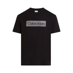 Herre T-shirt med tekstur broderi CK Sort