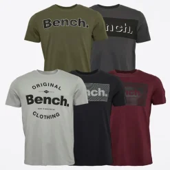 Herre T-Shirts 5-pak Khaki/​Burgunder/​Lys Grå/​Sort/​Mørk Grå