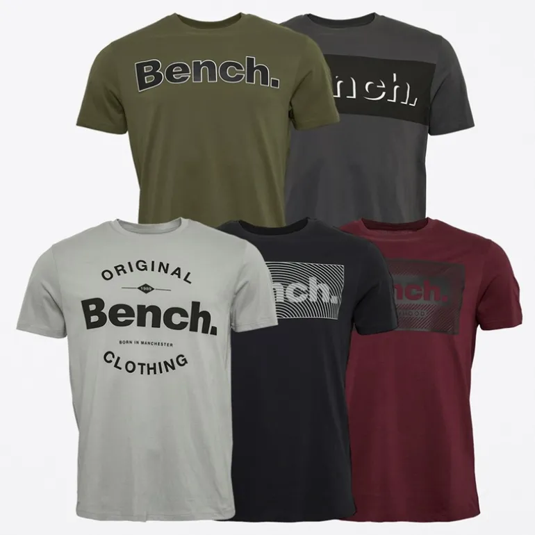 Herre T-Shirts 5-pak Khaki/Burgunder/Lys Grå/Sort/Mørk Grå