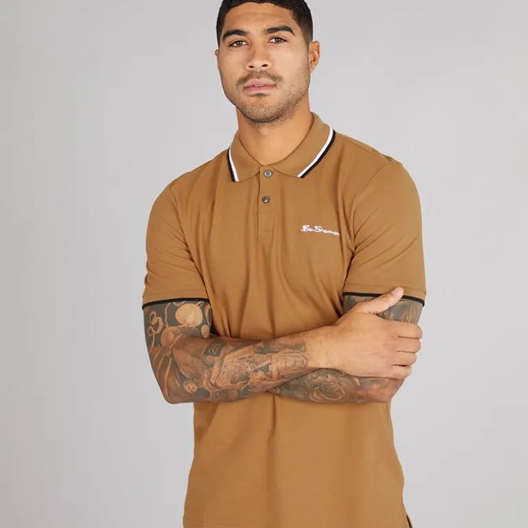 Herre tvillingippede polo Light Brown