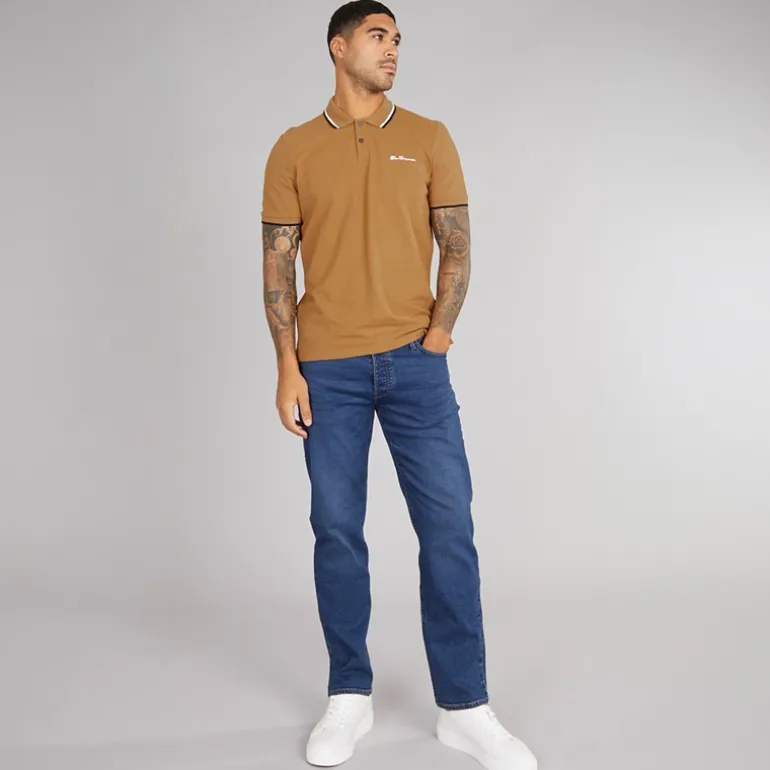 Herre tvillingippede polo Light Brown