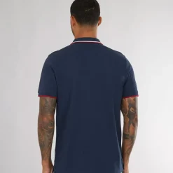 Herre tværstribet polo skjorte Dark Navy