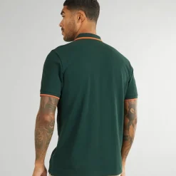 Herre tværstribet polo skjorte Dark Green