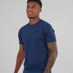 Herre UA Sportstyle Left Chest Sport træningstrøjer Marineblå