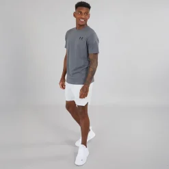 Herre UA Sportstyle T-shirt med kort ærme og venstre brystlomme Castlerock/​Sort