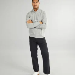 Herre Vesterbro 1/​4 Zip Sweatshirt Lys Grå Melange /​ Sort