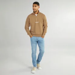 Herre Vesterbro 1/​4 Zip Sweatshirt Silver Mink /​ White