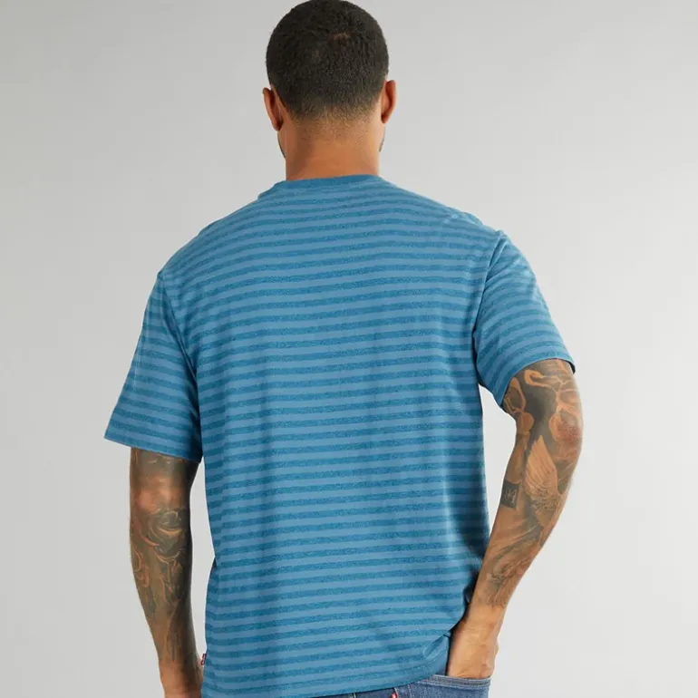 Herre Vintage Fit T-shirt Stribe Serif Logo Hampton Bay