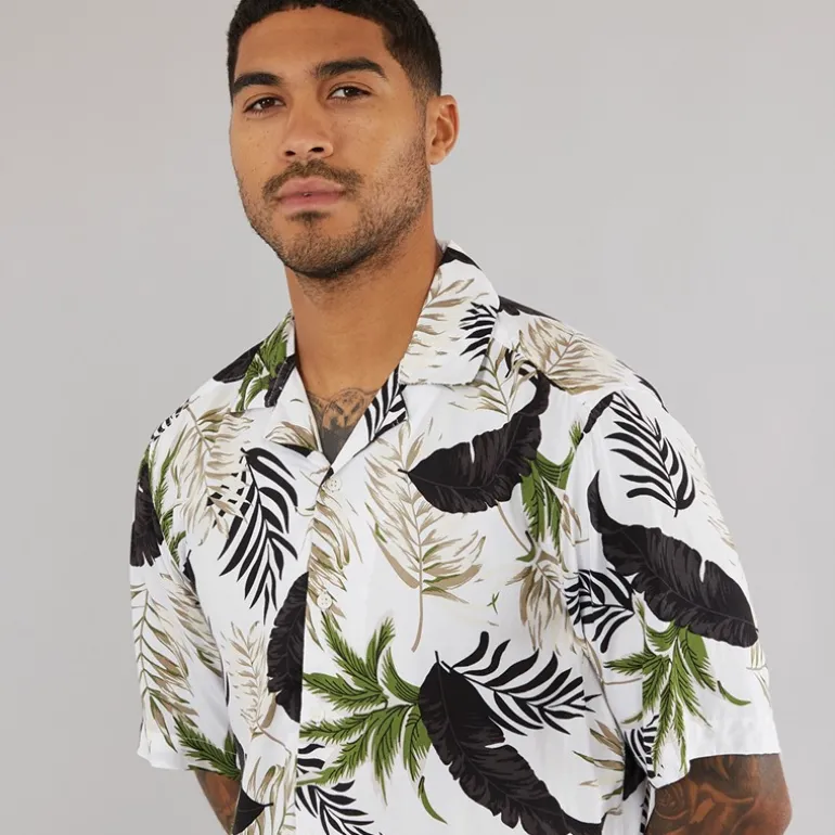 Herre Wayne Kortærmet Viskose Skjorte Antique Hvid