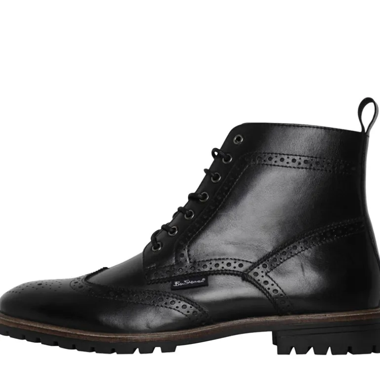 Herresko i Sort Læder Brogue Støvler